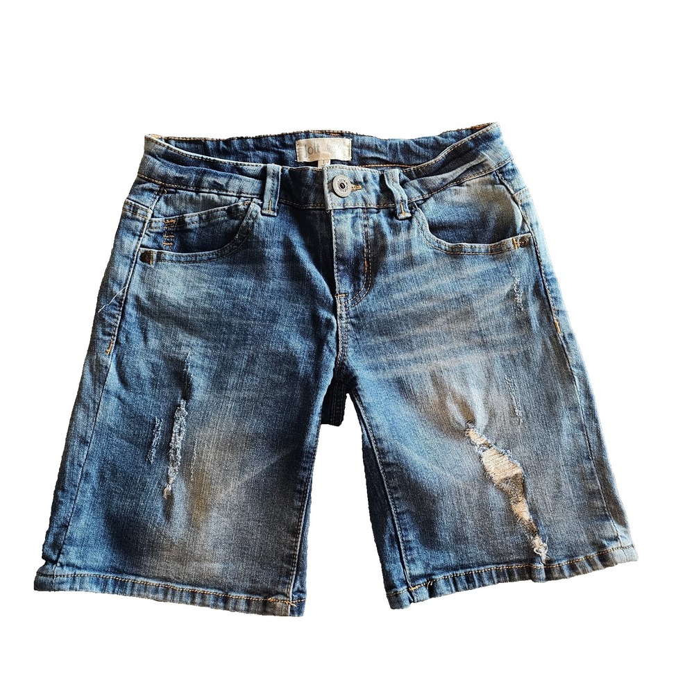 Jolt Jeans Women's Sz 1 Blue Denim Distressed  Longer Shorts Y2K Hippy Festival